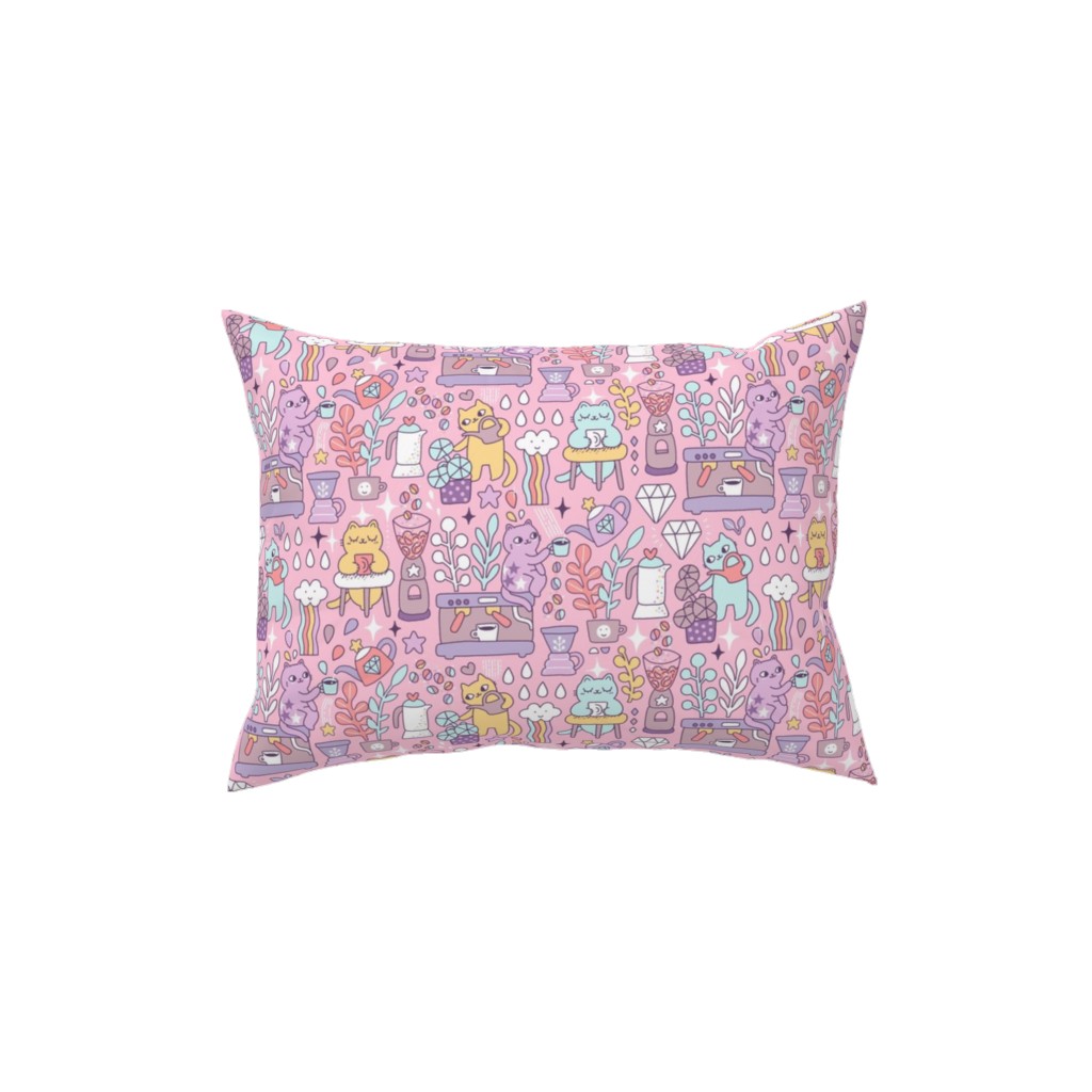 Cute Cats - Multicolor Pastel Pillow, Woven, White, 12x16, Double Sided, Pink, Bright Pink
