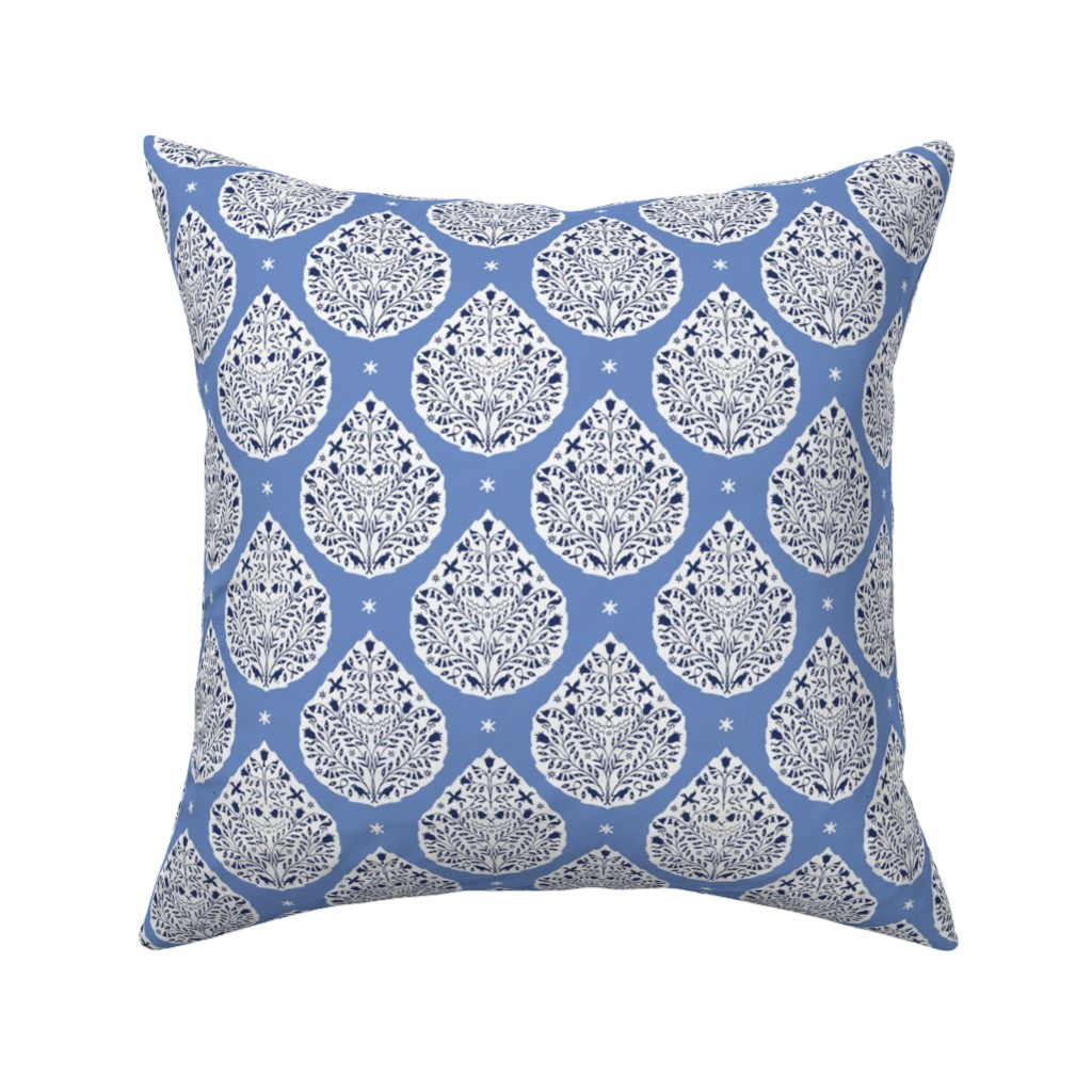 Conway Paisley - Cobalt and Navy Pillow, Woven, White, 16x16, Double Sided, Blue