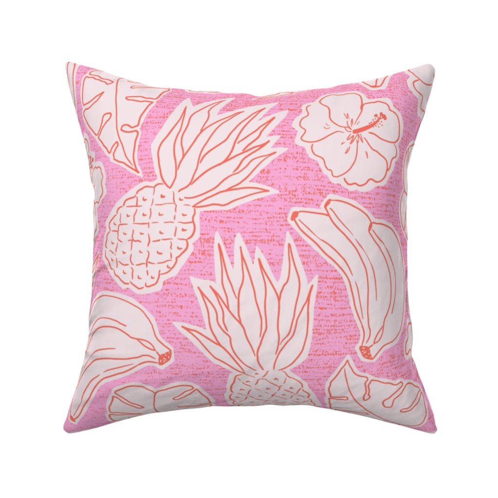 Tropical Cutouts Pillow, Woven, White, 16x16, Double Sided, Pink