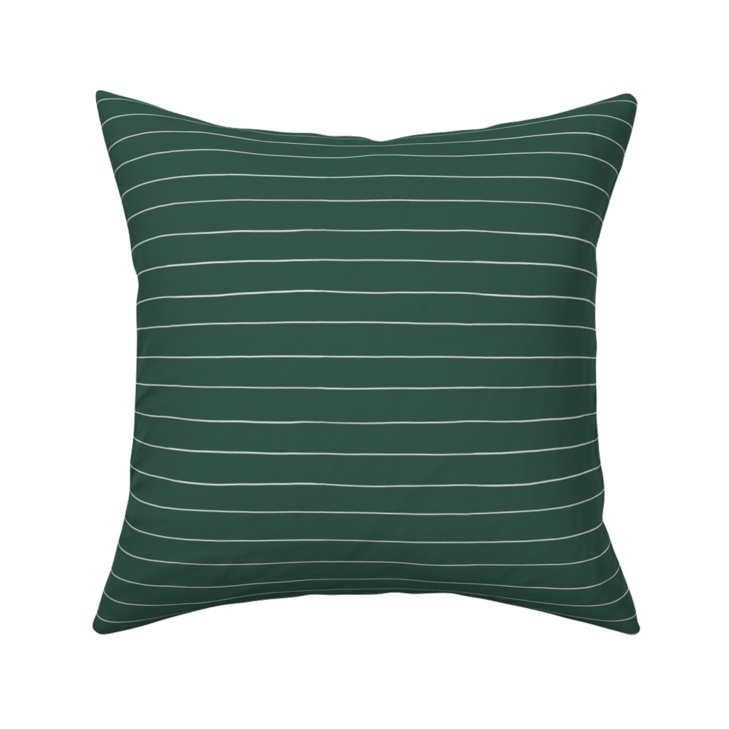 Christmas Stripes Pillow, Woven, White, 16x16, Double Sided, Green