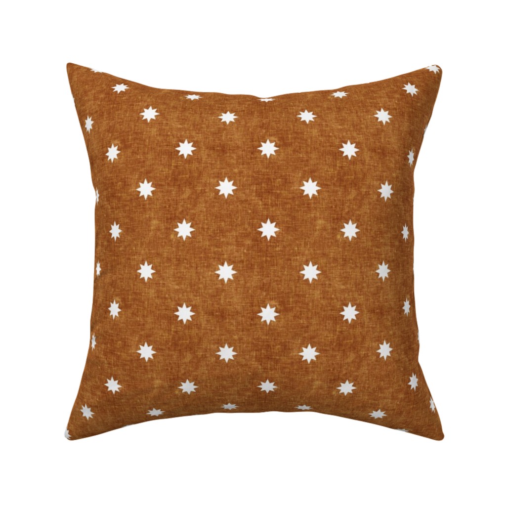 Vintage Stars Pillow, Woven, White, 16x16, Double Sided, Orange, Toast