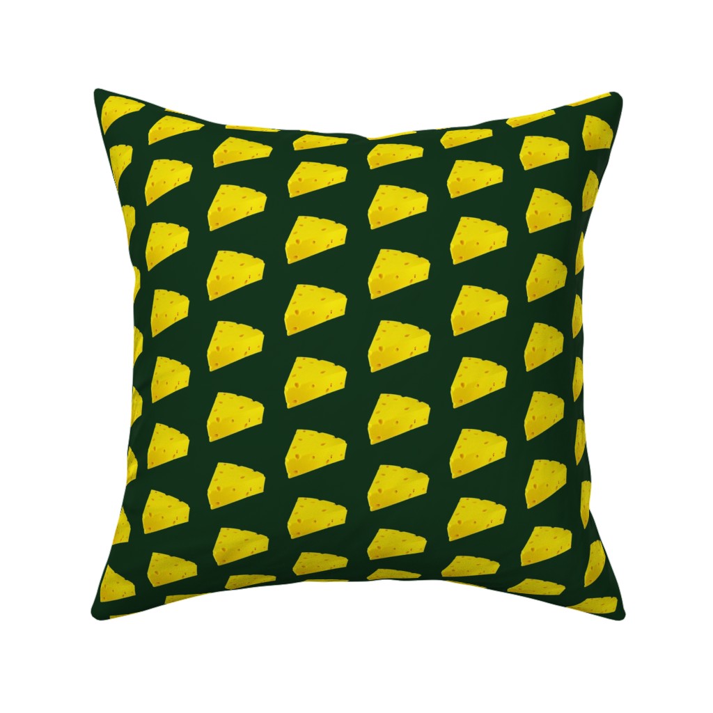 Cheese - Yellow on Dark Pillow, Woven, White, 16x16, Double Sided, Yellow