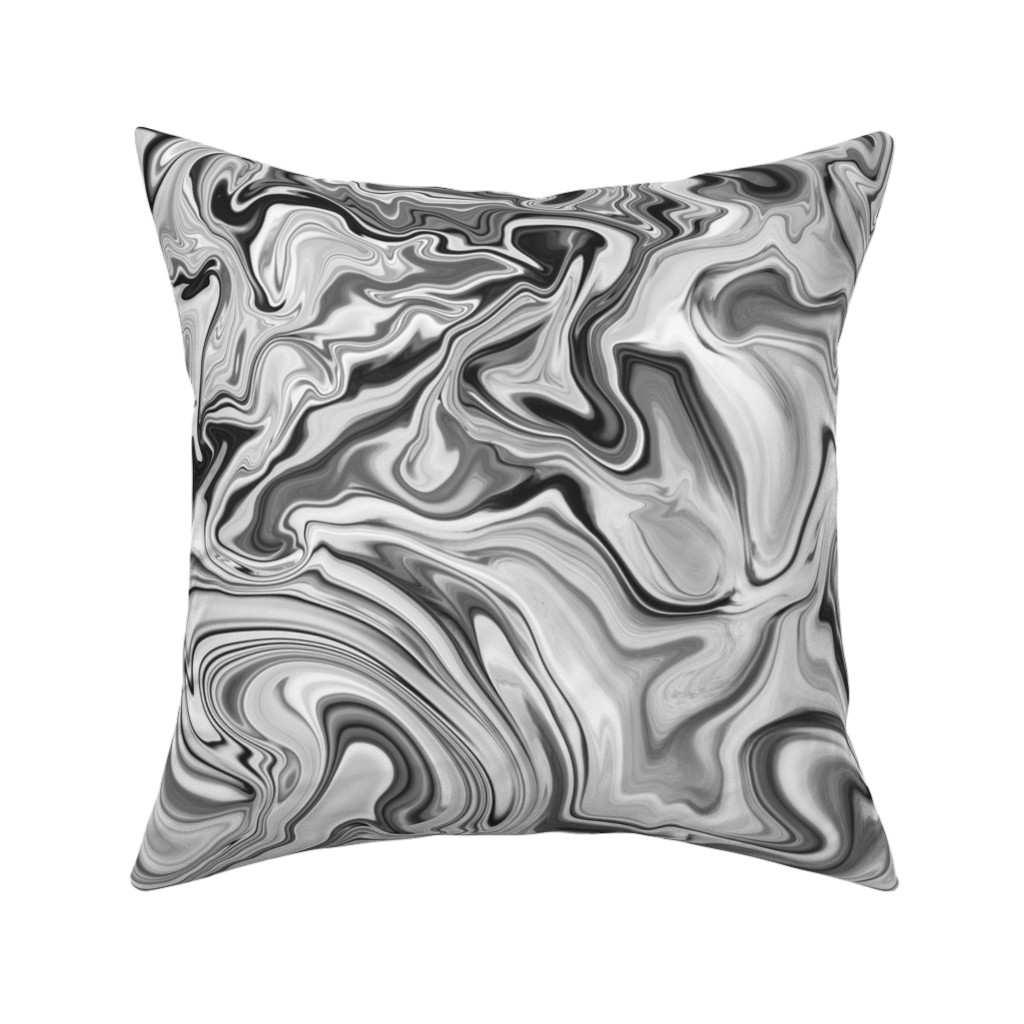Love Spell Marble - Black and White Pillow, Woven, White, 16x16, Double Sided, Gray