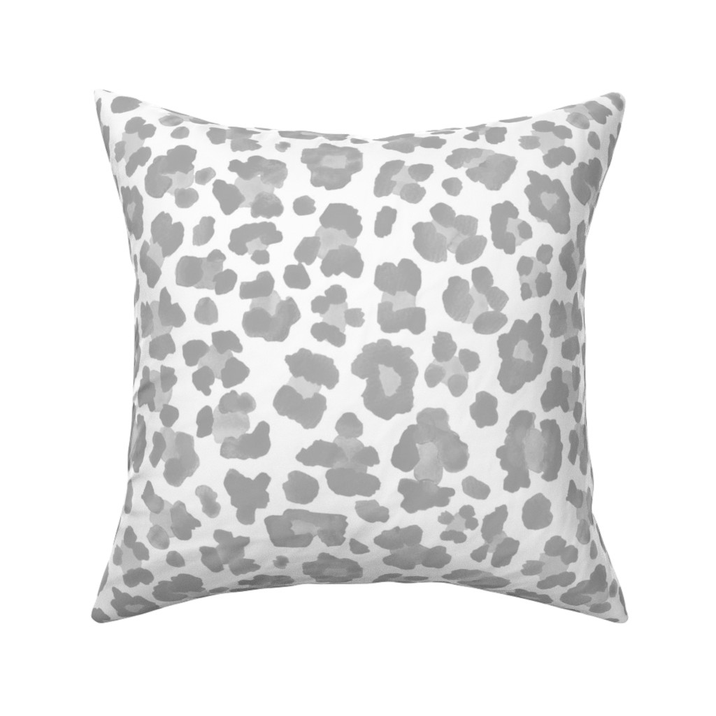 Light Grey Leopard Print Pillow, Woven, White, 16x16, Double Sided, Gray, Gray