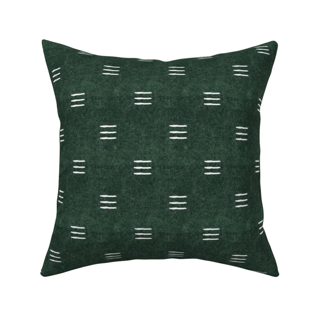 Triple Dash Mud Cloth Pillow, Woven, White, 16x16, Double Sided, Green