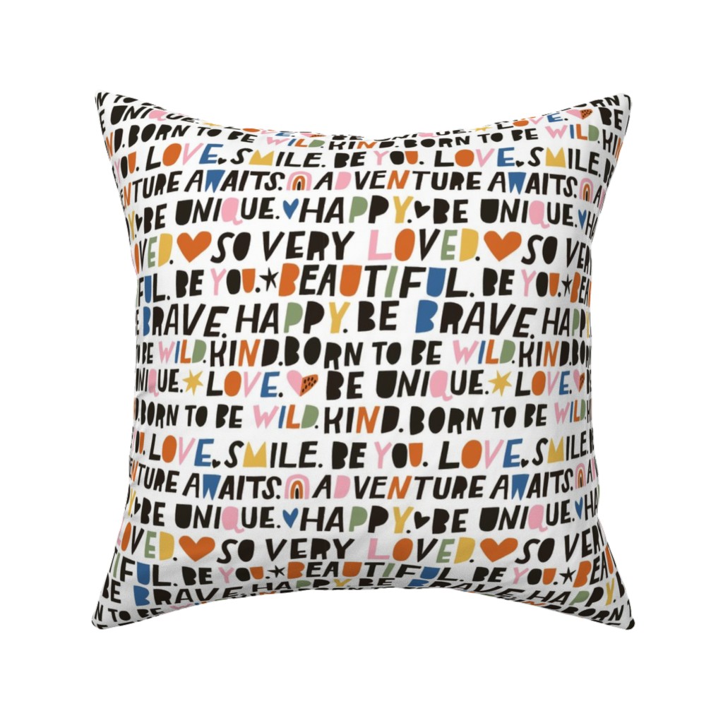 Sweet Words - Multi Pillow, Woven, White, 16x16, Double Sided, Multicolor