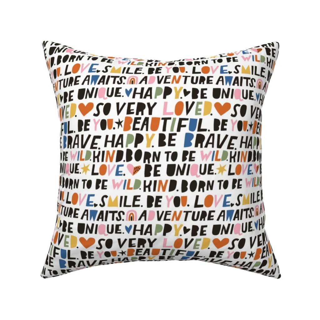 Sweet Words - Multi Pillow, Woven, White, 16x16, Double Sided, Multicolor