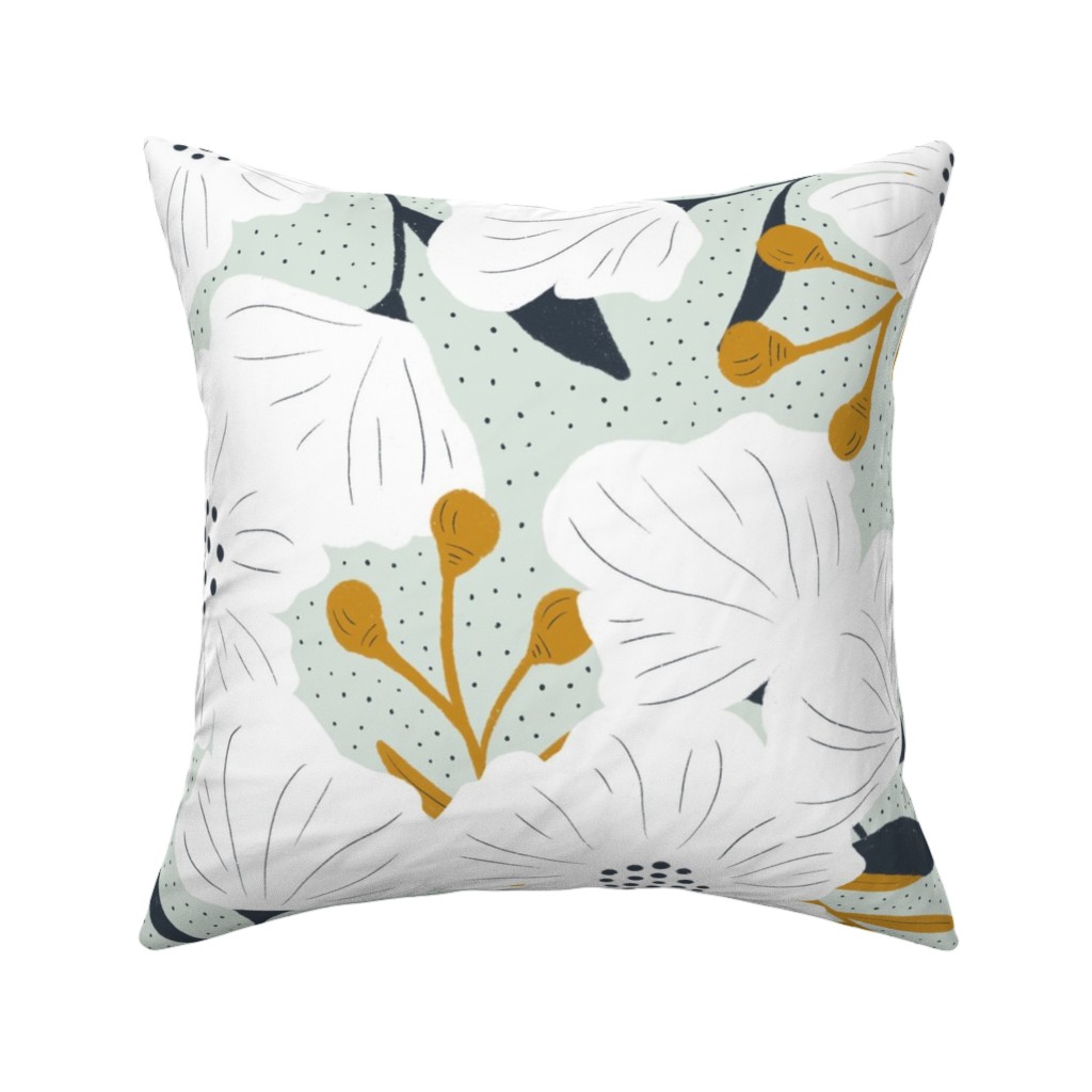 Beulah - Pale Blue Pillow, Woven, White, 16x16, Double Sided, Blue, True Blue