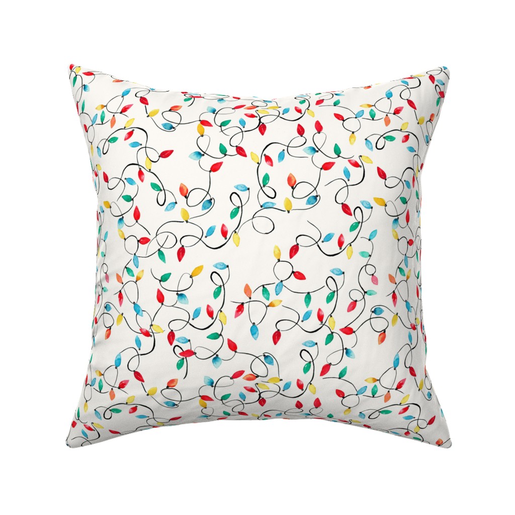 Christmas Lights Decoration - Multi Pillow, Woven, White, 16x16, Double Sided, Multicolor