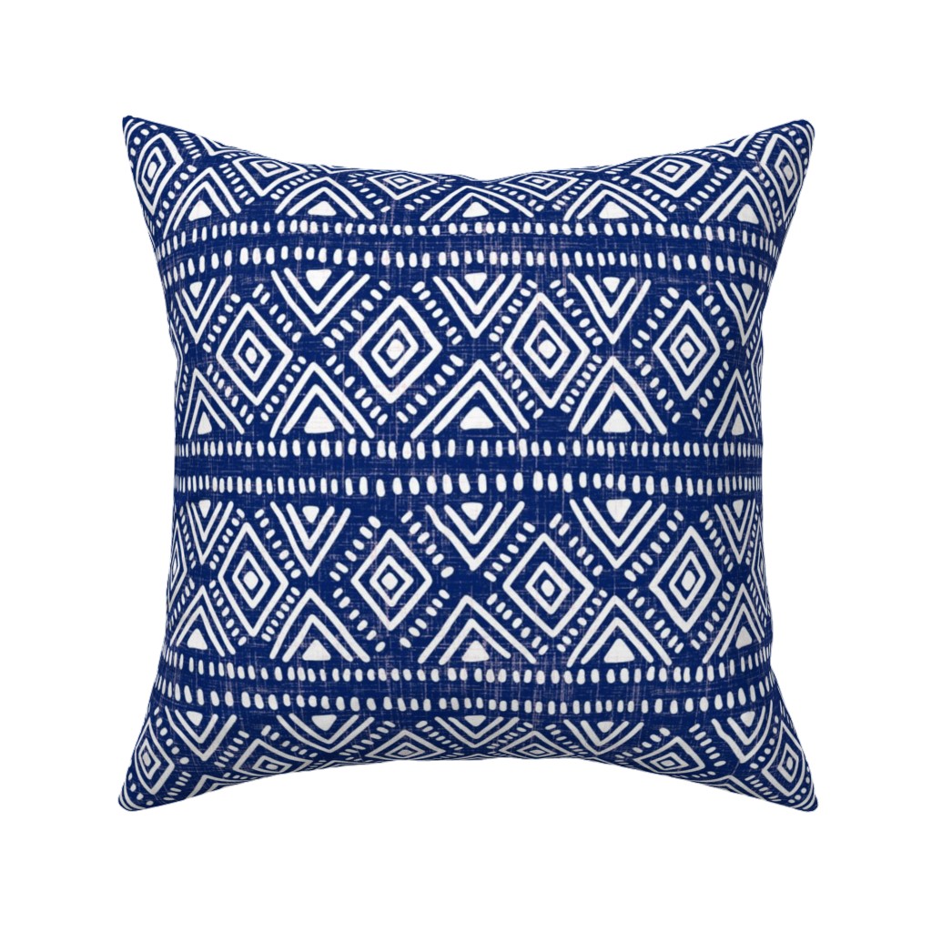 Abstract Diamonds - Navy Pillow, Woven, White, 16x16, Double Sided, Blue