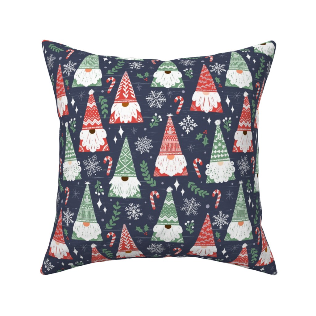 Folk Gnomes Pillow, Woven, White, 16x16, Double Sided, Multicolor