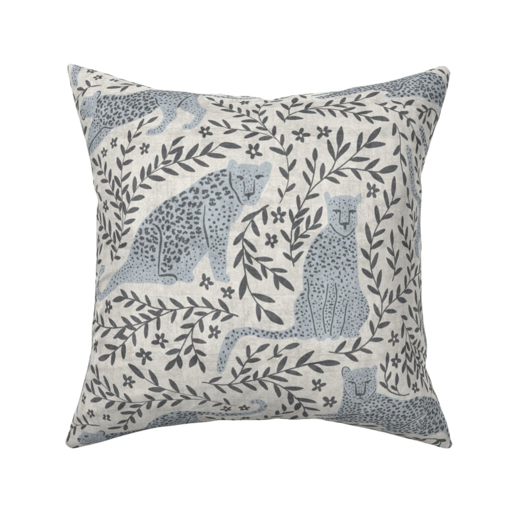 Jungle Cat Pillow, Woven, White, 16x16, Double Sided, Gray, Smoke