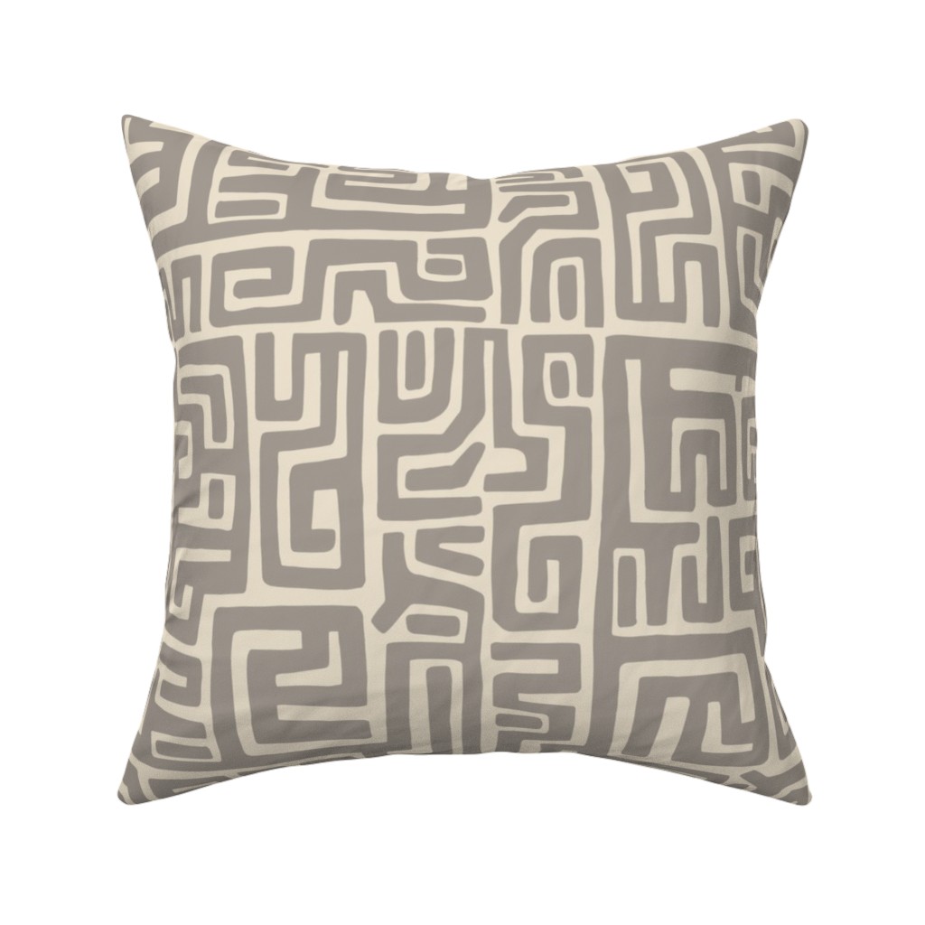 Maze Pillow, Woven, White, 16x16, Double Sided, Gray