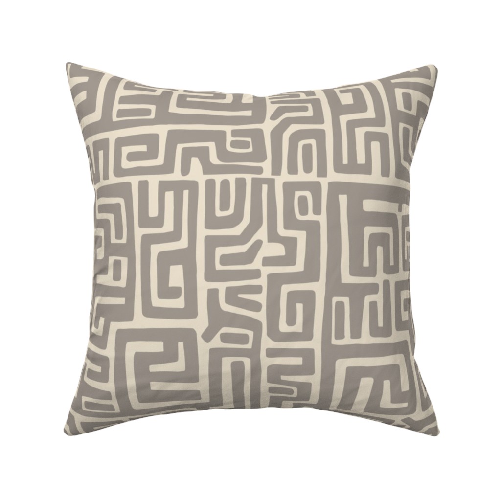 Maze Pillow, Woven, White, 16x16, Double Sided, Gray, Cafe
