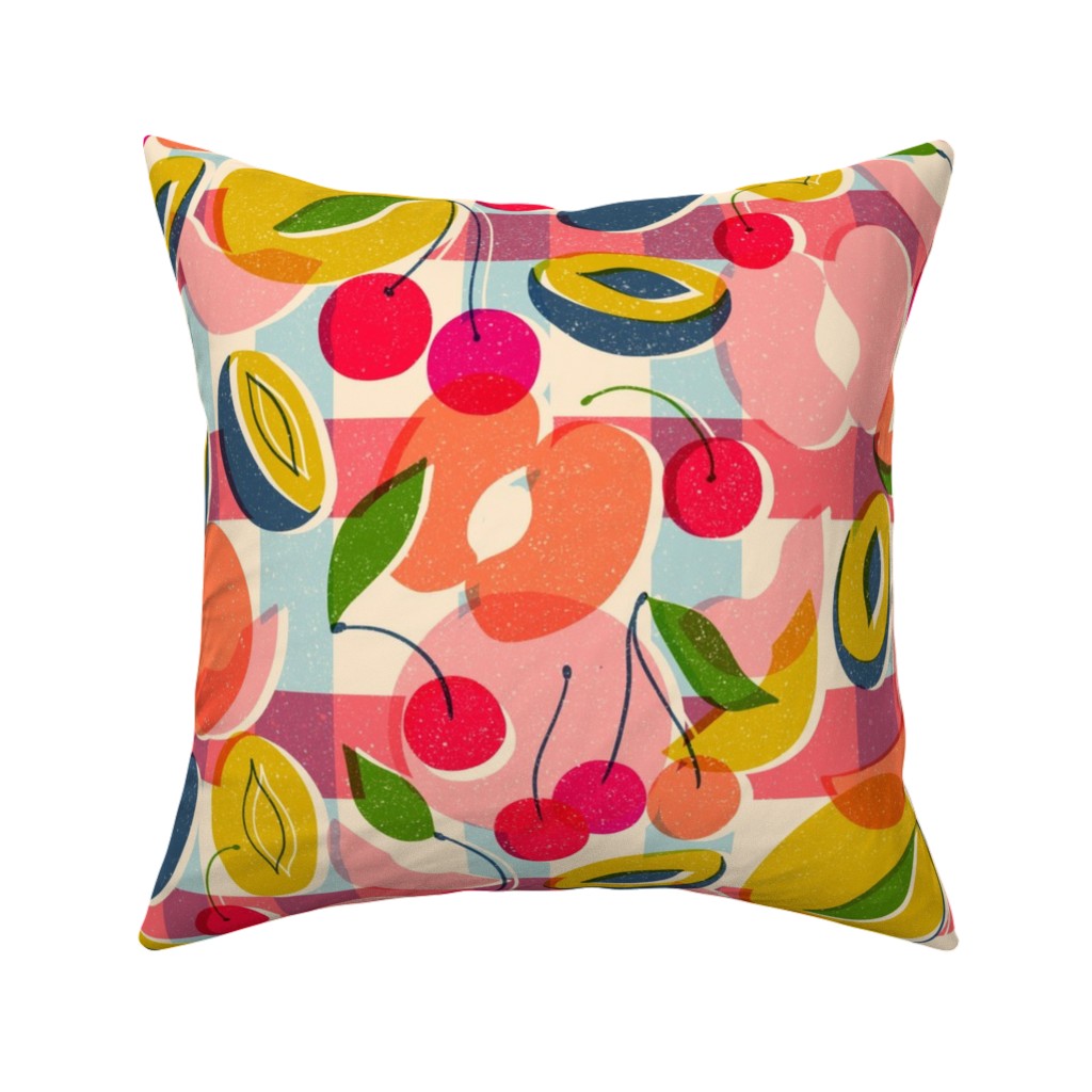 Summer Fruits - Bright Pillow, Woven, White, 16x16, Double Sided, Multicolor