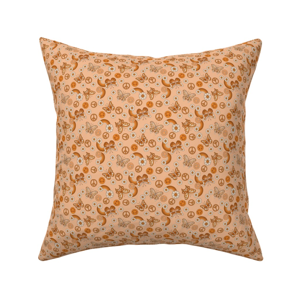 Peace Butterfly Boho - Orange Pillow, Woven, White, 16x16, Double Sided, Orange