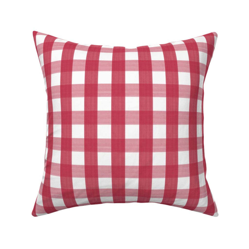 Check Red on White Pillow, Woven, White, 16x16, Double Sided, Red