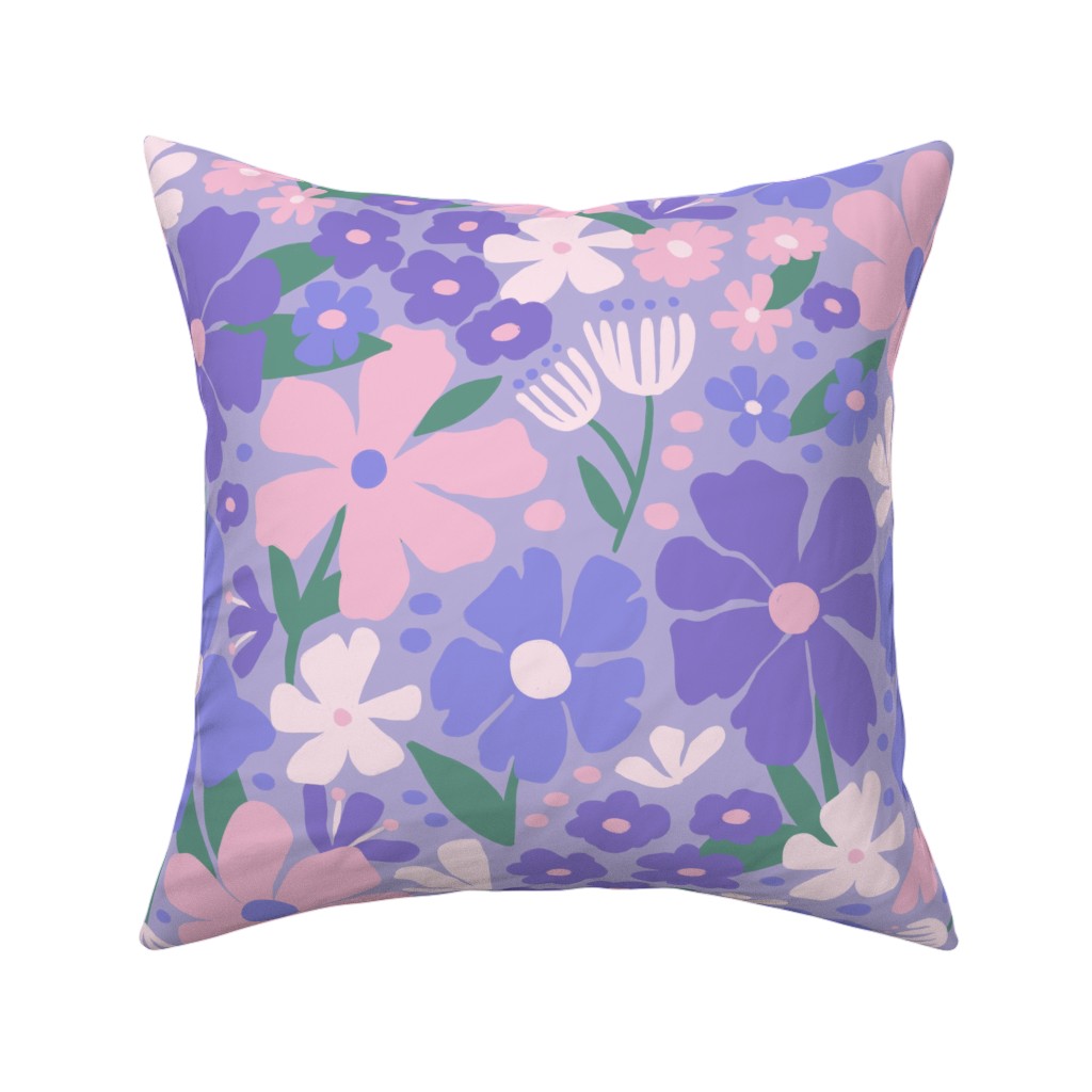 Blooming Garden on Lilac Pillow, Woven, White, 16x16, Double Sided, Purple, Purple