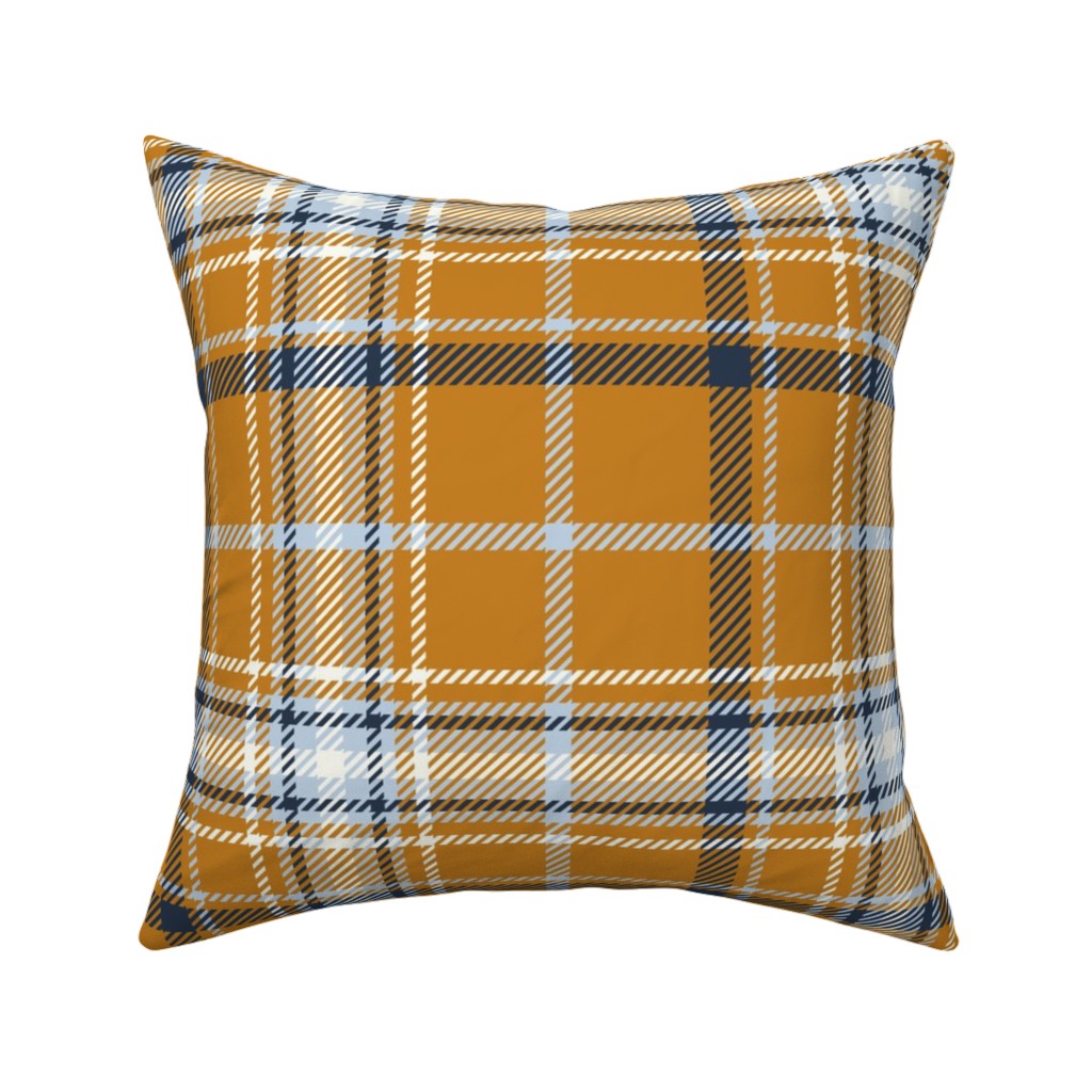 Desert Sun Plaid Pillow, Woven, White, 16x16, Double Sided, Orange, Orange