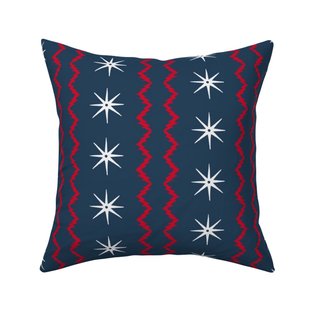 Stars and Stripes - Blue, Red and White Pillow, Woven, White, 16x16, Double Sided, Blue