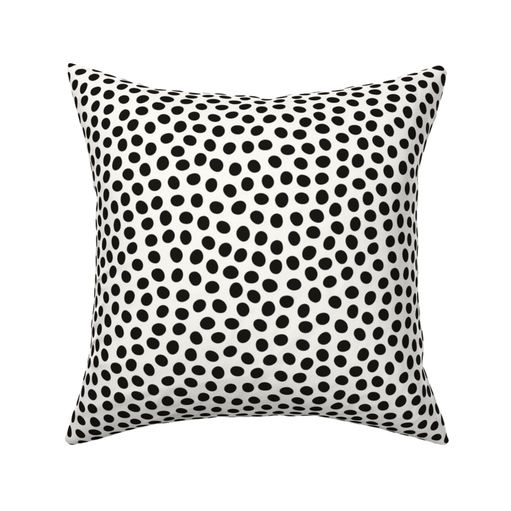 Dots - Black and White Pillow, Woven, White, 16x16, Double Sided, White
