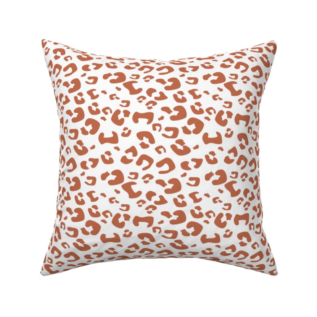 Leopard Print - Terracotta Pillow, Woven, White, 16x16, Double Sided, Brown, Brown