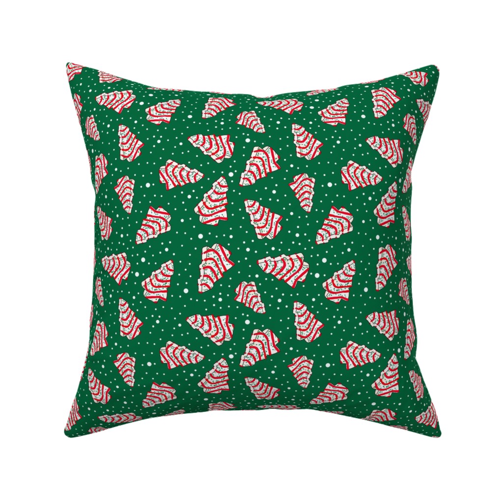 Christmas Tree Snack - Green Pillow, Woven, White, 16x16, Double Sided, Green, Classic Green