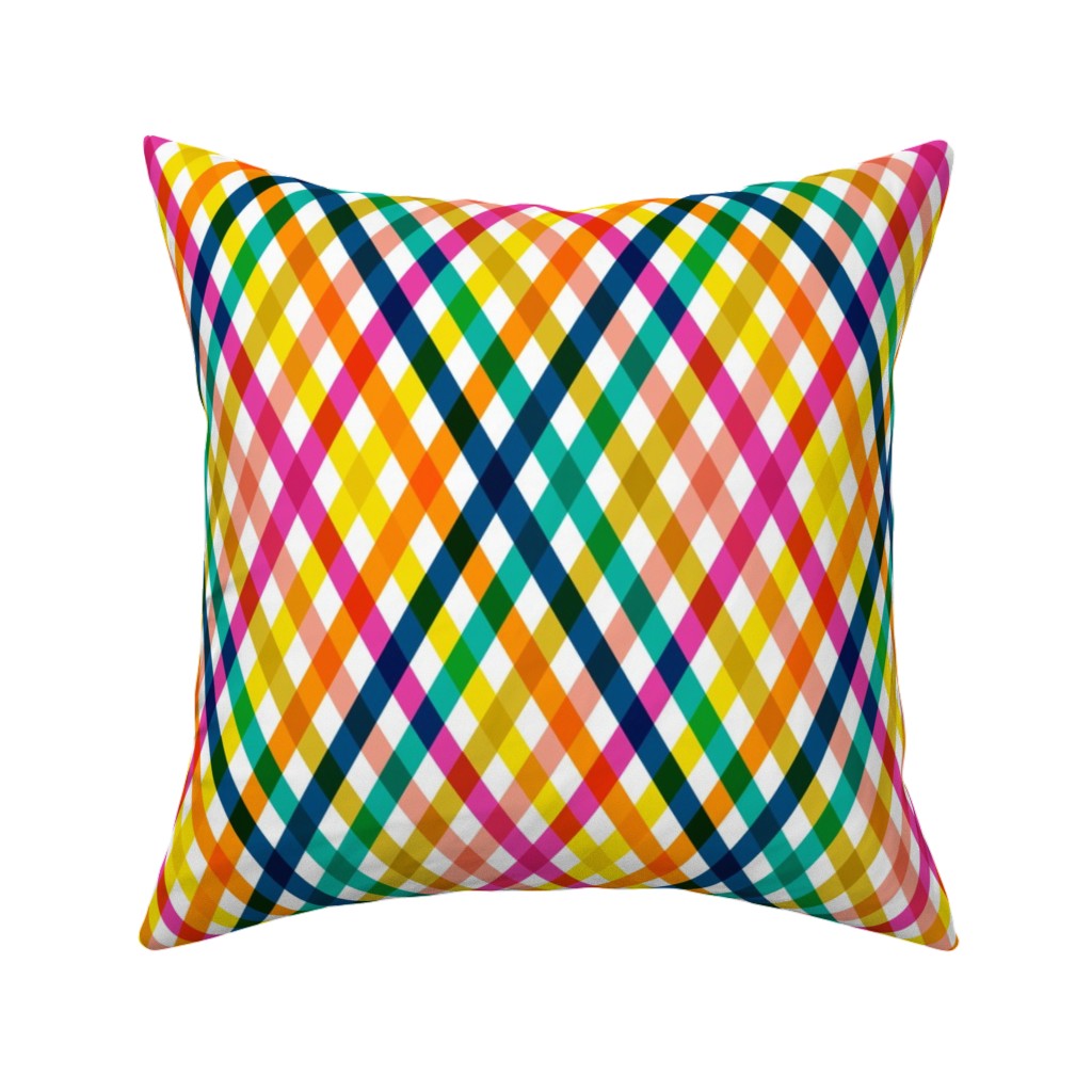 Birchdale Gingham Plaid - Multi Pillow, Woven, White, 16x16, Double Sided, Multicolor