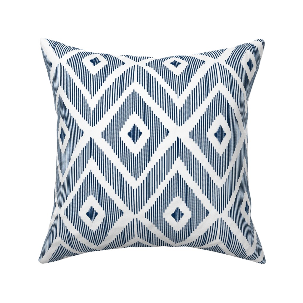 Ikat - Navy Pillow, Woven, White, 16x16, Double Sided, Blue, True Blue