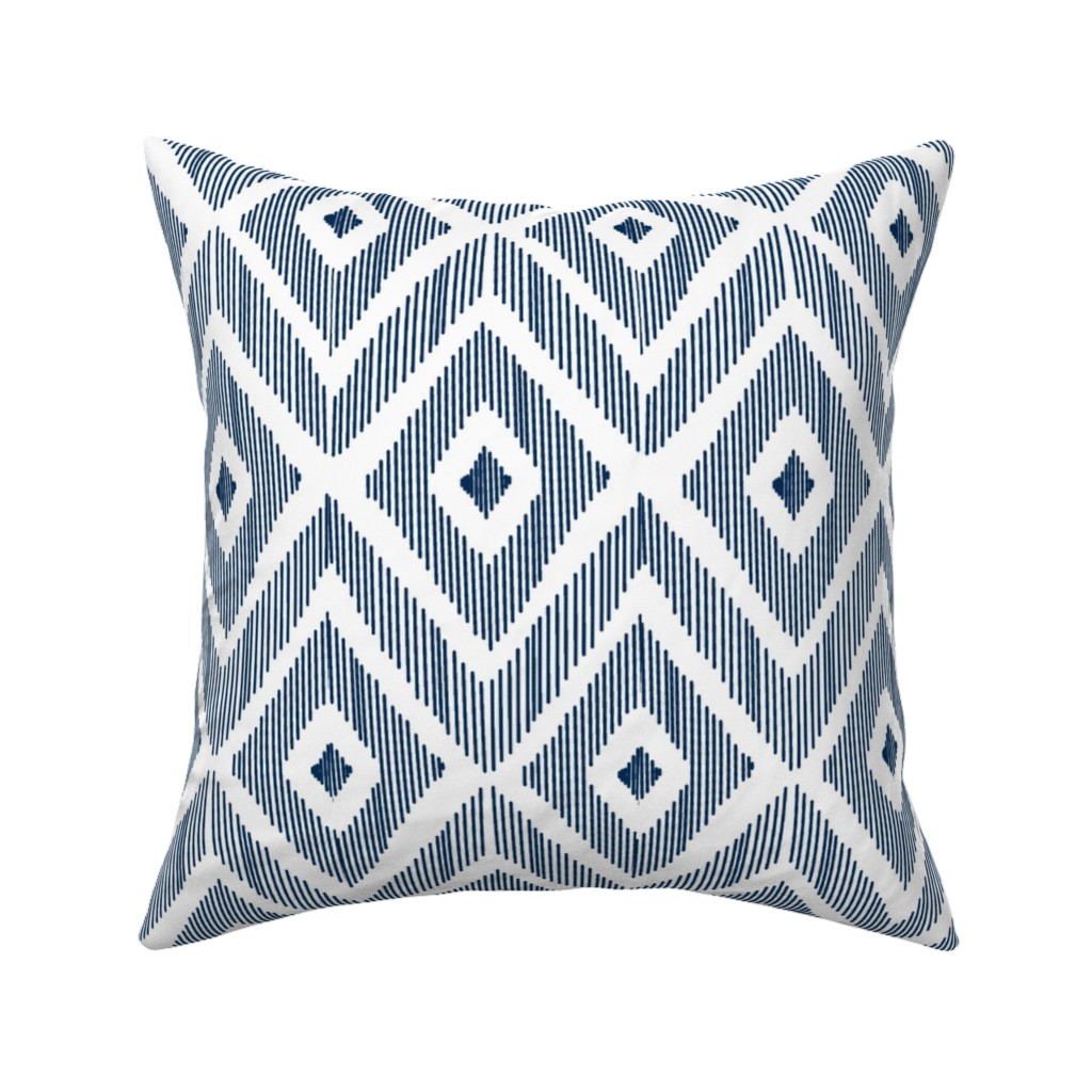 Ikat - Navy Pillow, Woven, White, 16x16, Double Sided, Blue