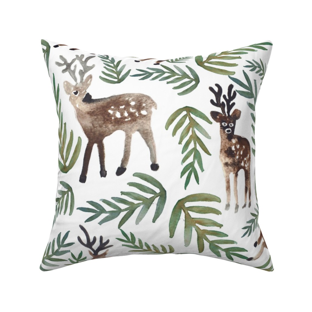 Loved Dearly - Green & Brown on White Pillow, Woven, White, 16x16, Double Sided, Green, Classic Green