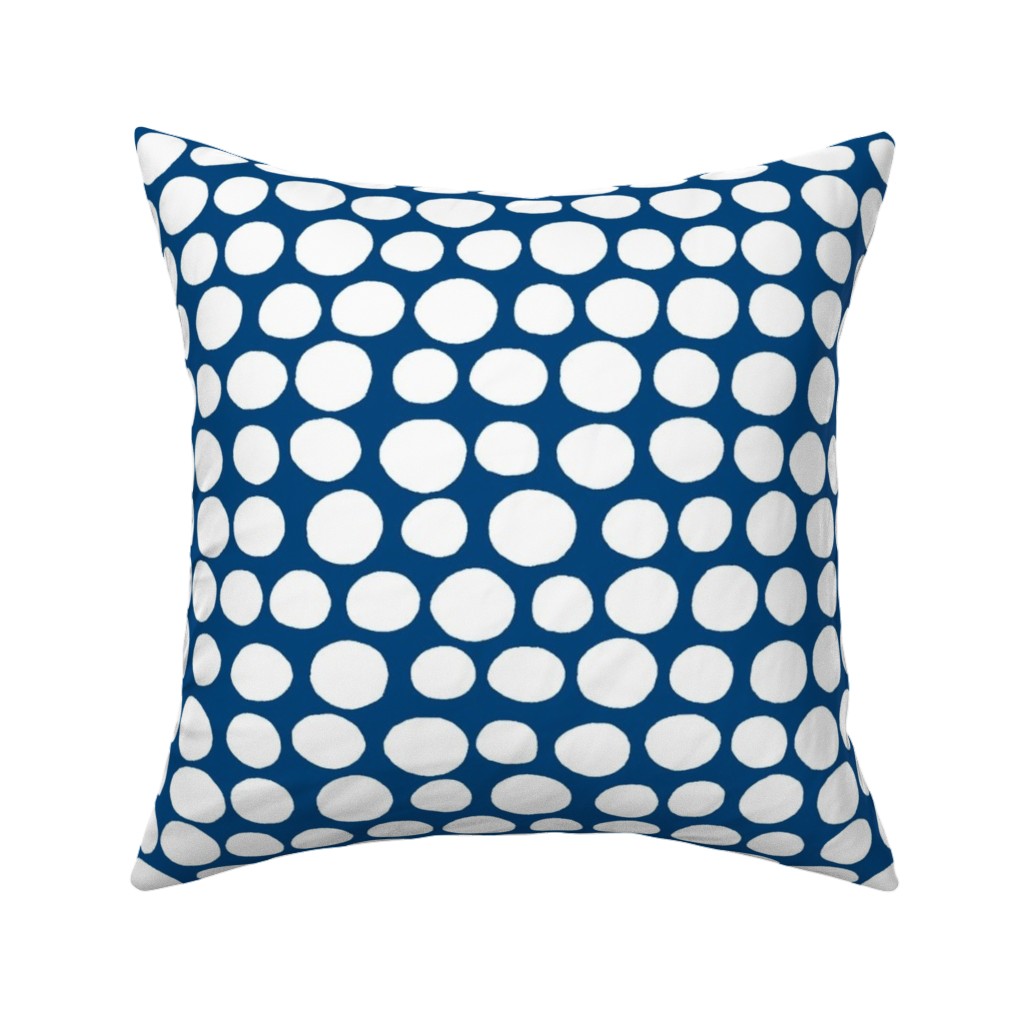 Jumbo Peas - Deep Blue and White Pillow, Woven, White, 16x16, Double Sided, Blue