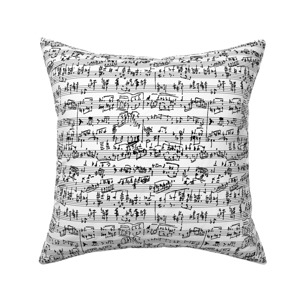 Handwritten Sheet Music Pillow, Woven, White, 16x16, Double Sided, White, White