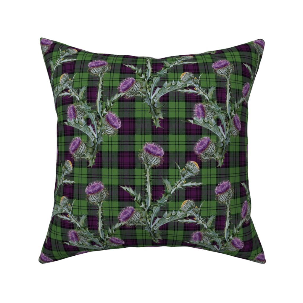 Feochadan Tartan - Green and Purple Pillow, Woven, White, 16x16, Double Sided, Green