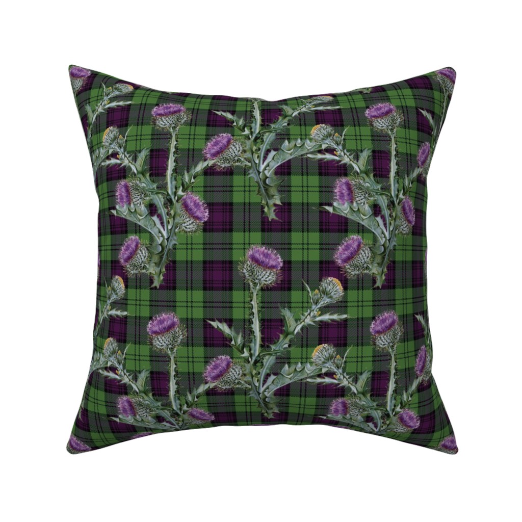 Feochadan Tartan - Green and Purple Pillow, Woven, White, 16x16, Double Sided, Green, Classic Green