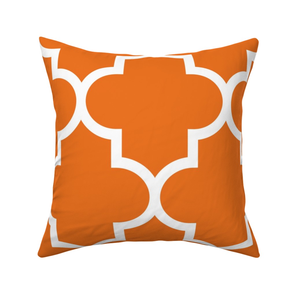Quatrefoil - Orange Pillow, Woven, White, 16x16, Double Sided, Orange, Orange