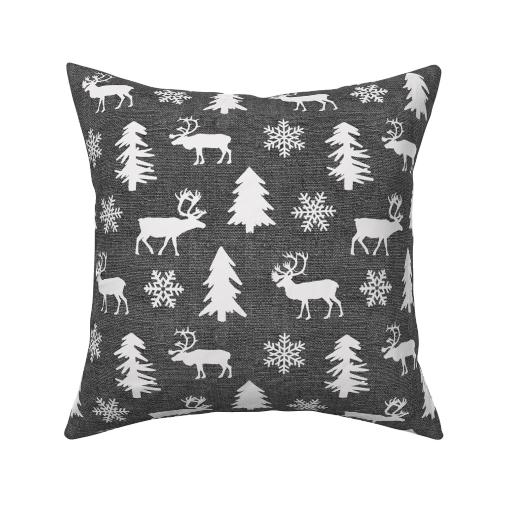 Winter Forest on Canvas Pillow, Woven, White, 16x16, Double Sided, Gray