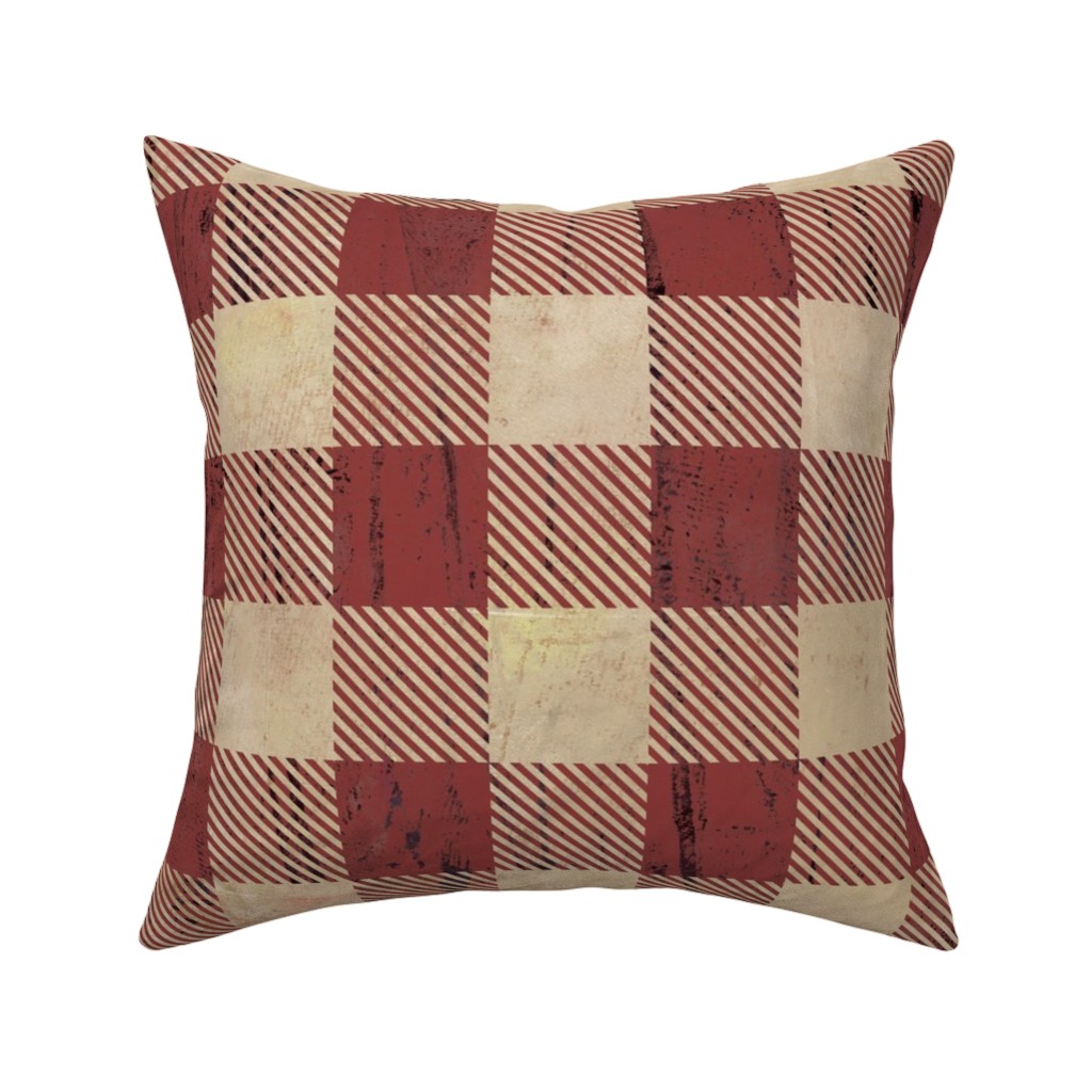 Rustic Buffalo Plaid - Red Pillow, Woven, White, 16x16, Double Sided, Red