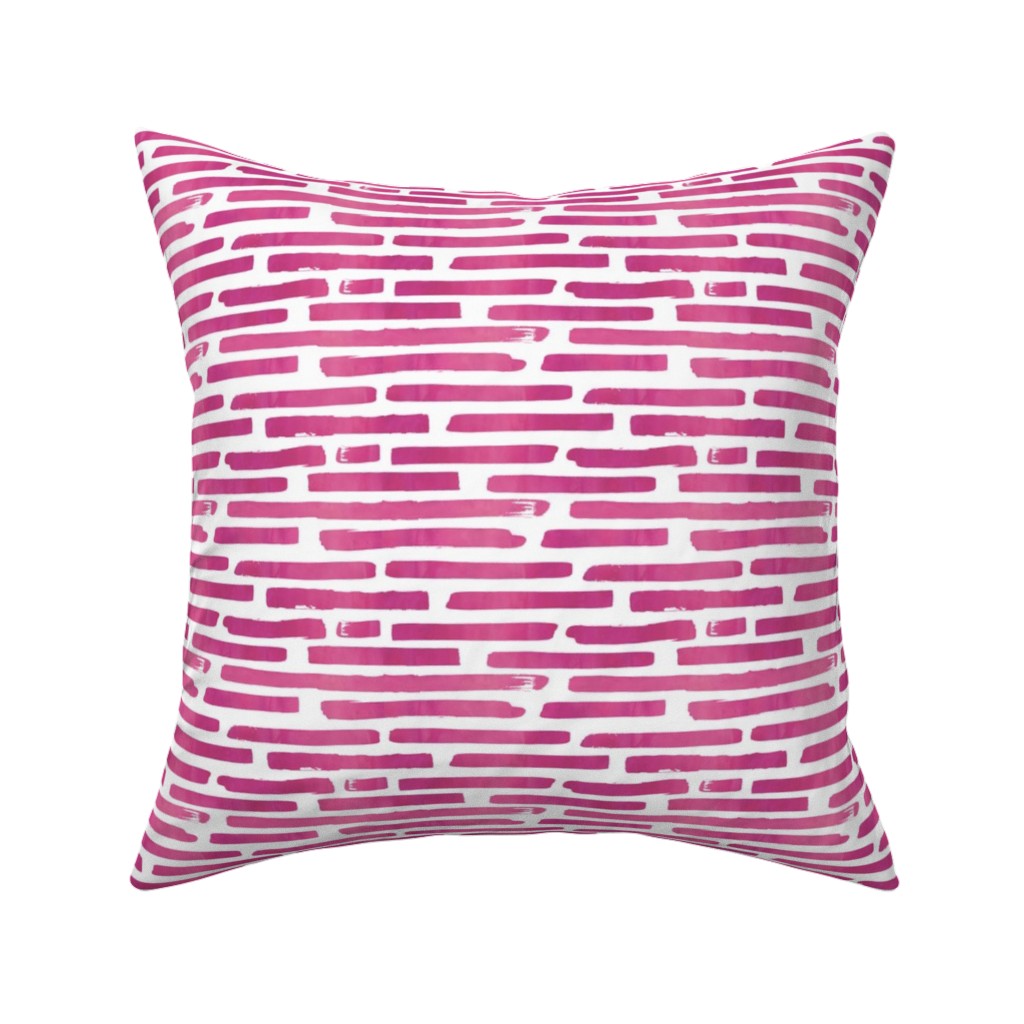 Watercolor Stripes - Berry Pillow, Woven, White, 16x16, Double Sided, Purple