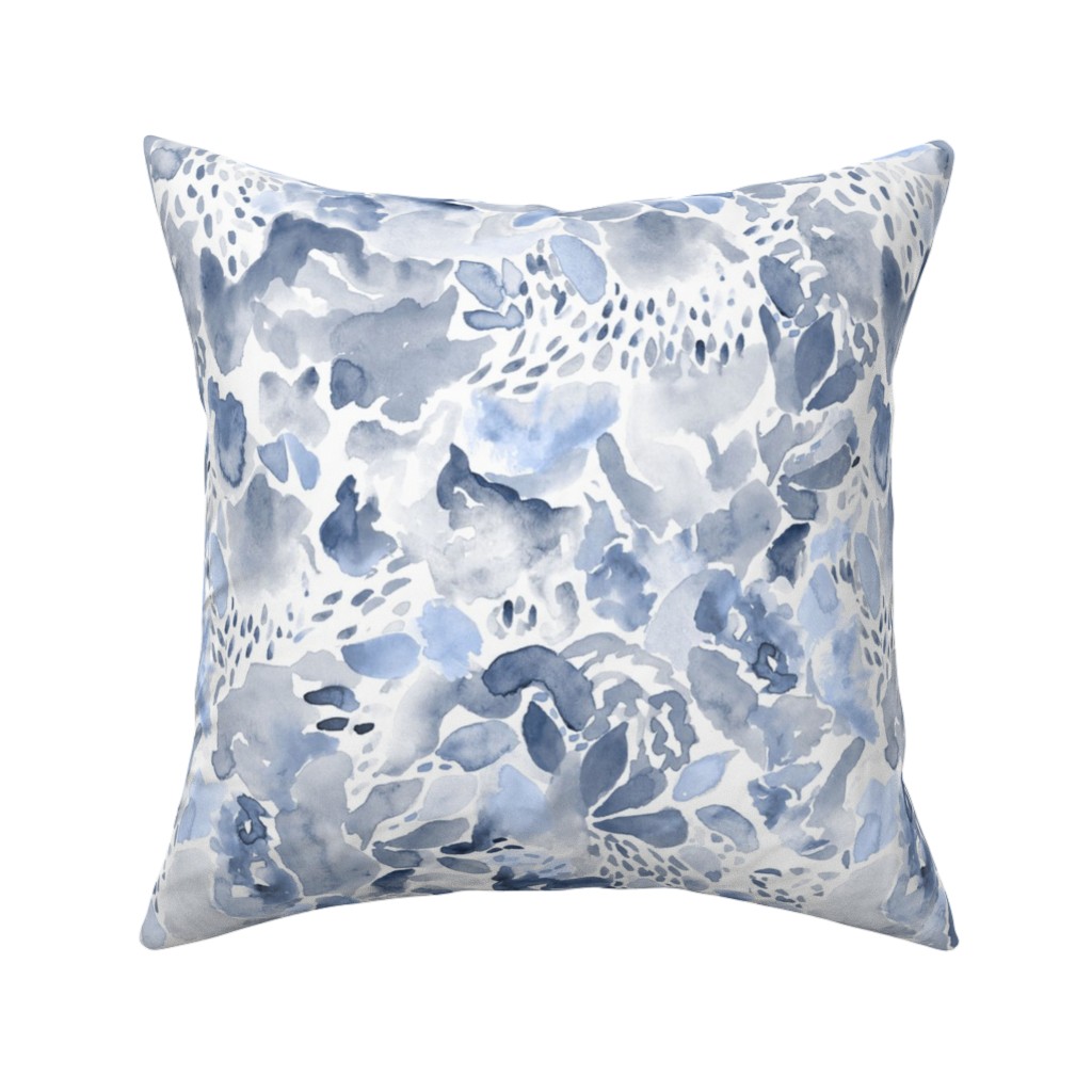 Happy Abstract Watercolor Pillow, Woven, White, 16x16, Double Sided, Blue, Marine Layer