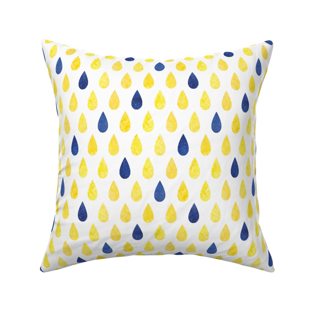 Drops Pillow, Woven, White, 16x16, Double Sided, Yellow