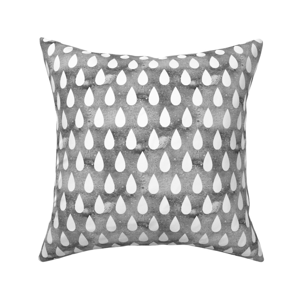 Drops Pillow, Woven, White, 16x16, Double Sided, Gray