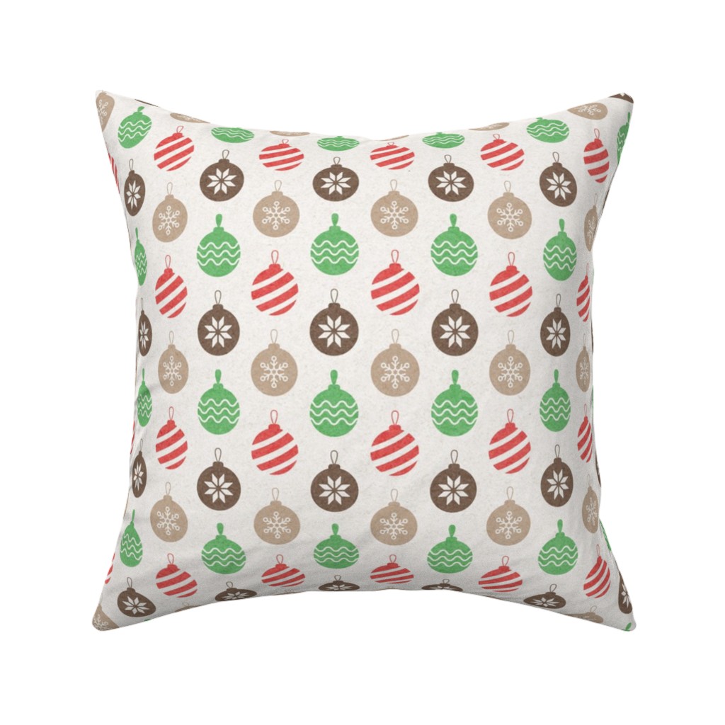 Christmas Ornaments Pillow, Woven, White, 16x16, Double Sided, Multicolor