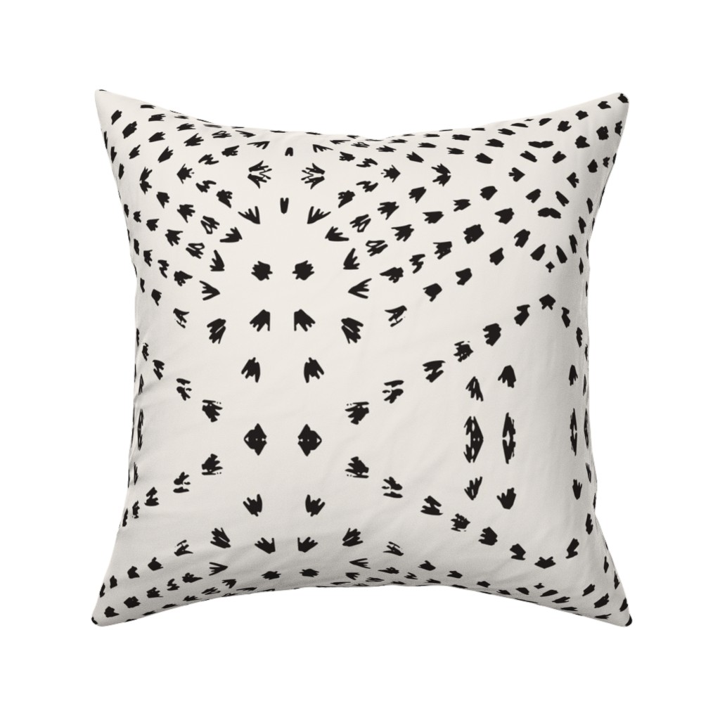 Boho Tile Pillow, Woven, White, 16x16, Double Sided, Beige, Black