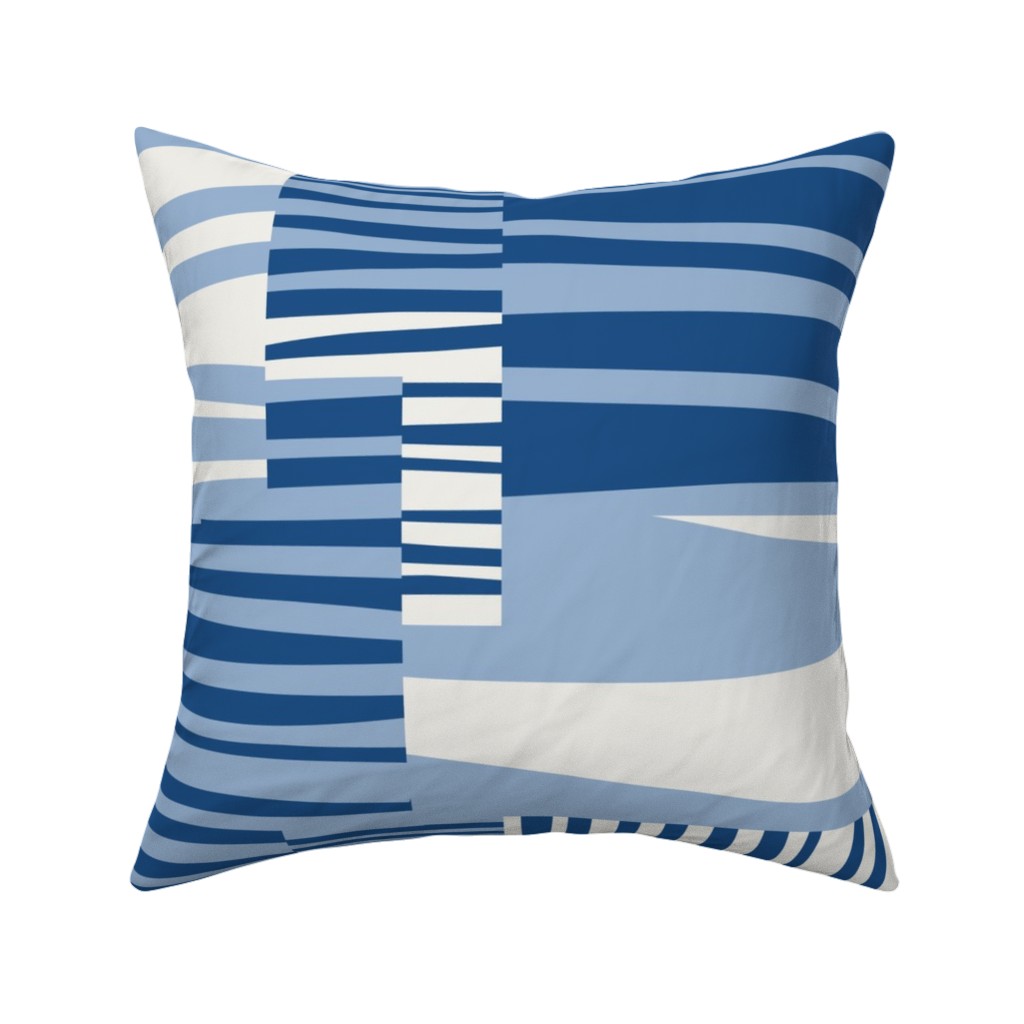 Twiggy Stripes Pillow, Woven, White, 16x16, Double Sided, Blue