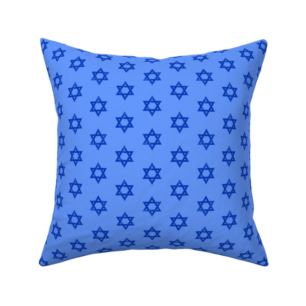 Star of David - Blue Pillow, Woven, White, 16x16, Double Sided, Blue