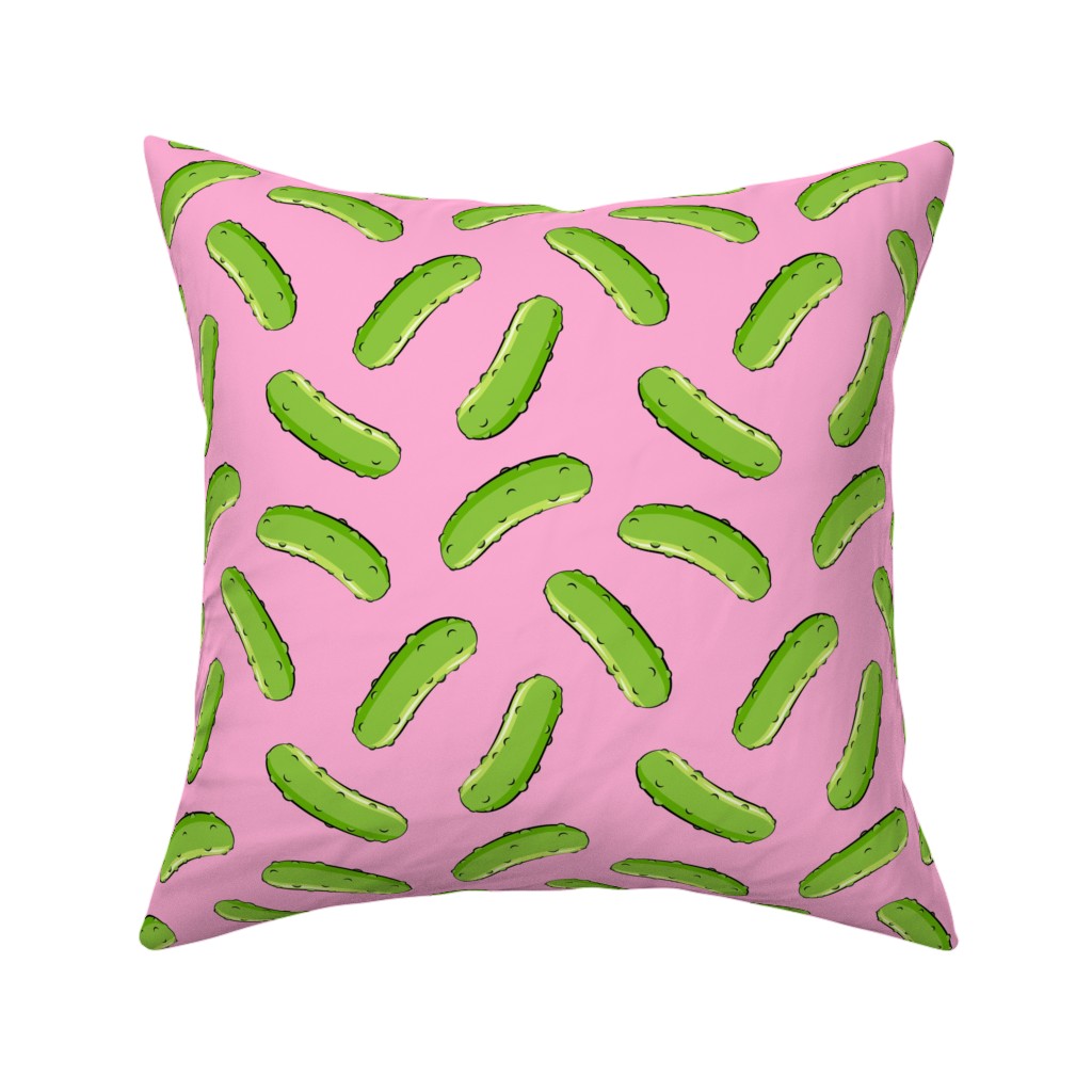Pickles - Pink Pillow, Woven, White, 16x16, Double Sided, Pink