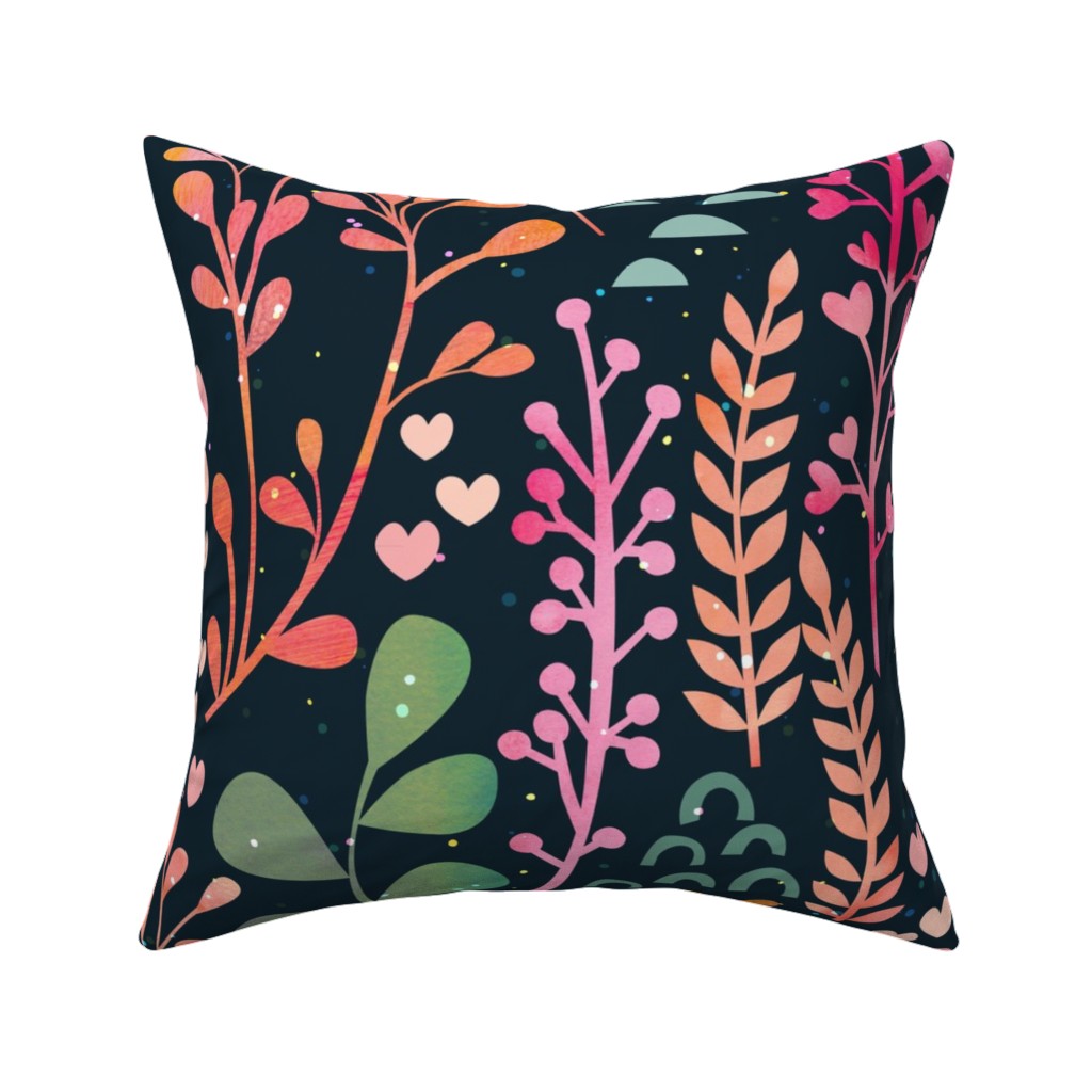 Where Love Grows - Dark Pillow, Woven, White, 16x16, Double Sided, Multicolor