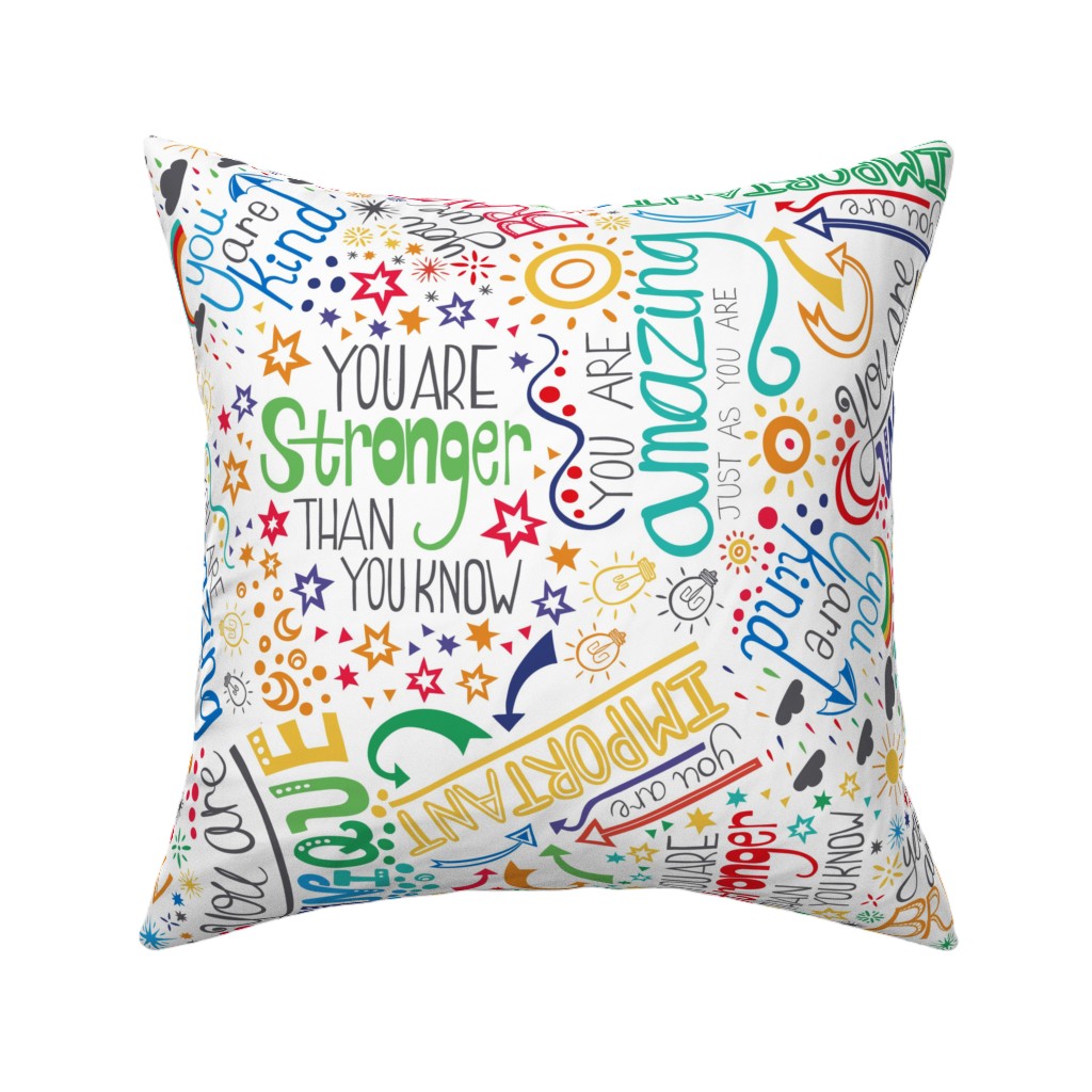 Affirmations Pillow, Woven, White, 16x16, Double Sided, Multicolor, White