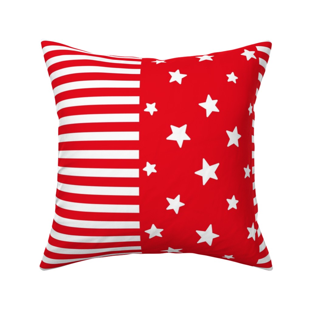 Stars and Stripes - Red and White Pillow, Woven, White, 16x16, Double Sided, Red